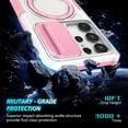 thumbnail image 5 of Phone Case for Samsung Galaxy S24 Ultra Case Magnetic with Stand Black Fits Wireless Charger, Samsung S24 Ultra Case with Camera Lens Protector Cover Shockproof (Pink White), 5 of 17