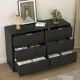 thumbnail image 6 of Jopath Modern 6 Drawer Dresser,Wood Chest of Drawers,Wide Storage Cabinet for Bedroom,Living Room,Hallway,Black, 6 of 7