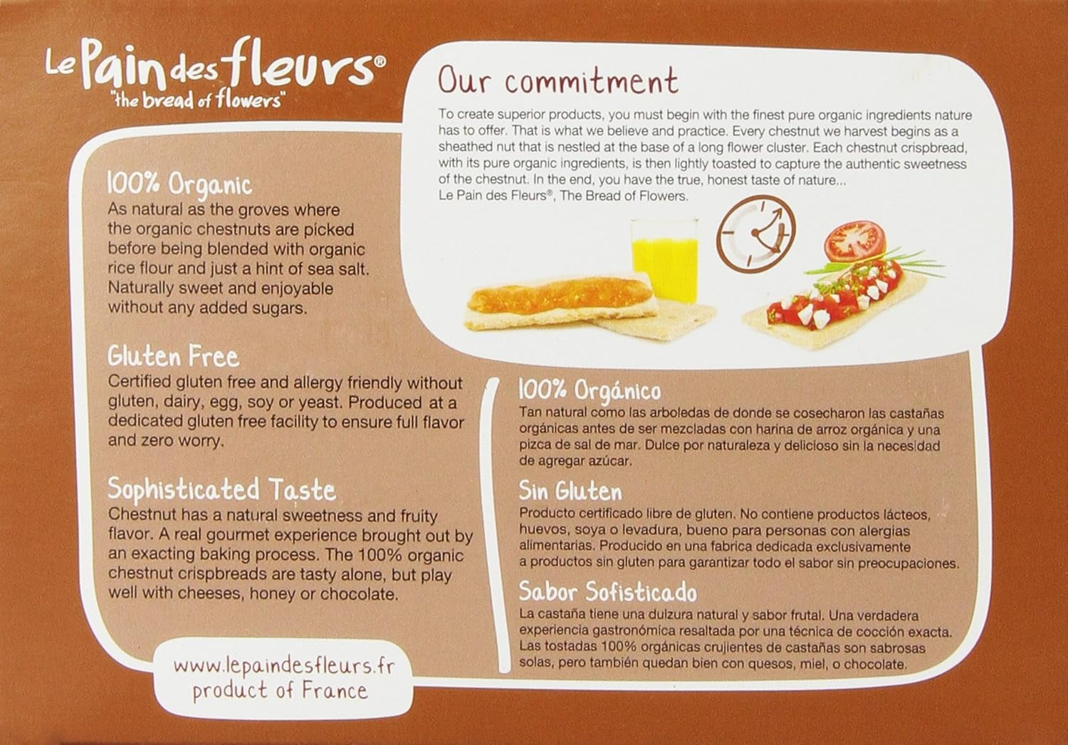 Le Pain des Fleurs Organic Crispbread, Chestnut | Gluten Free, Kosher, Vegan – 6 Pack (5.3 oz each)