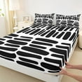 thumbnail image 3 of Manfei Abstract Geometric Lines Twin Sheet Sets,Vintage Striped Twin Fitted Sheet,White Black Flat Sheet For Teens,Breathable Home Decor,3 Pieces, 3 of 7