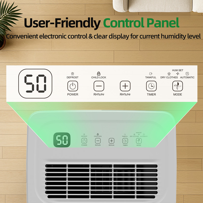 30 pt. 2,000 sq. ft. Dehumidifier in White with Drain Hose, 0.42 Gal. Bucket, 41dB for Bedroom, Cloth Drying, Child Lock