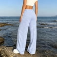 thumbnail image 7 of Lenpel Womens Plaid Pants Casual Loose Lightweight Drawstring Elastic Waist Trousers Comfy Wide Leg Lounge Pants, 7 of 7