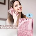 thumbnail image 6 of Designed for iPhone 12 Mini Wallet Case,Women Flip Folio Cover Butterfly Embossed PU Leather Kickstand Credit Card Holder Slots Wrist Strap Purse Phone Case for iPhone 12 Mini,5.4 inch (Rose Gold), 6 of 15