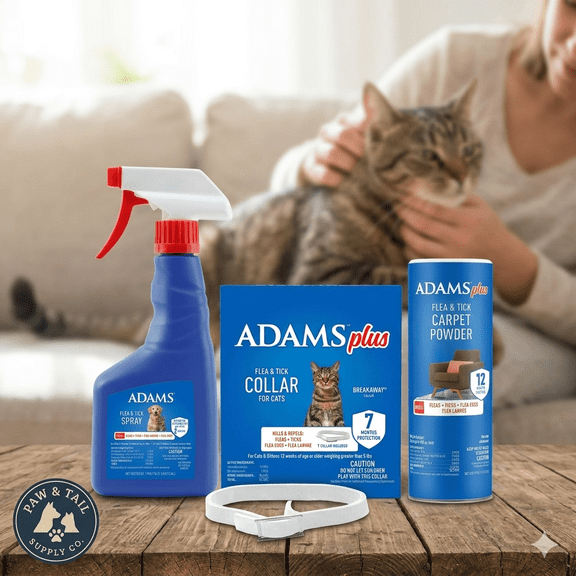 Adams Plus 3-Piece Pet and Home Flea Control Bundle – Carpet Spray, Flea Spray Cat Flea Collar