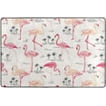 thumbnail image 4 of Dreamtimes Retro Flamingo Bird Area Rug, 36"x24" Palm Trees Non-Slip Washable Indoor Door Mat, Absorbent Floor Mat for Bedroom Kitchen Entryway Bathroom, 4 of 7