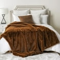 thumbnail image 4 of Battilo Brown Fluffy Faux Fur Throw Blanket,Cozy Plush Fuzzy Fur Blanket for Couch,Sofa,Bed,60"x80", 4 of 9
