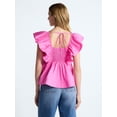 thumbnail image 4 of Free Assembly Women's Square Neck Cotton Top with Flutter Sleeves, Sizes XS-XXL, 4 of 6