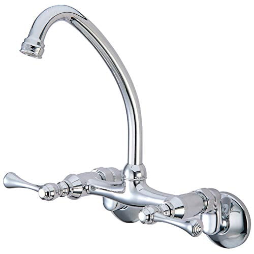 Kingston Brass Kingston Robinet de Cuisine Mural Central Réglable de 6 Pouces, Chrome Poli