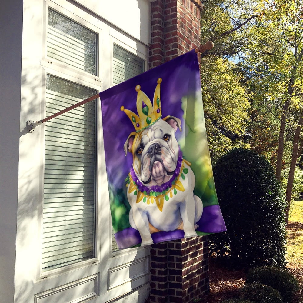 English Bulldog King of Mardi Gras House Flag 28 in x 40 in