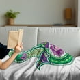 thumbnail image 3 of Hamsa Soft Flannel Fleece Throw Blanket, Nature Theme Hamsa Hand with Lotus Flower Motif in the Palm Tribal Graphic, Cozy Plush for Indoor and Outdoor Use, 50" x 60", Green Purple, by Ambesonne, 3 of 5