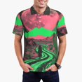 thumbnail image 5 of Yiaed Neon Desert MoonPrint Men's Short Sleeve Polo Shirt,Golf Polo for Men Three-Button Golf Shirt Athletic Casual Collared T-Shirt- X-Large, 5 of 7