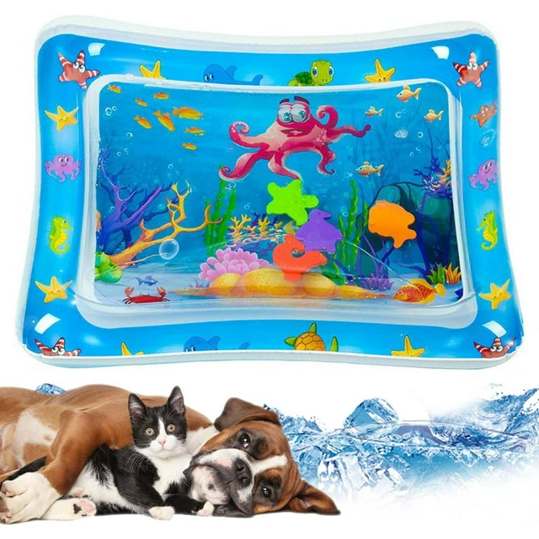 Water Sensory Play Mat for Cats Cat Water Play Mat Thickened Sensory Water Play Mat for Cats with Fish for Pet Play Cat Water Sensor Pad Water