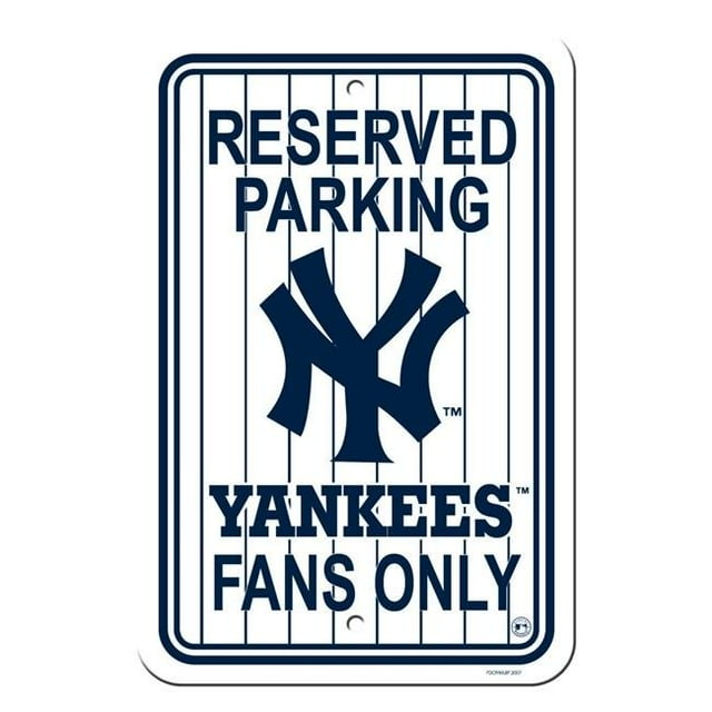 New York Yankees Sign - Plastic - Reserved Parking - 12 in x 18 in - Pinstripes