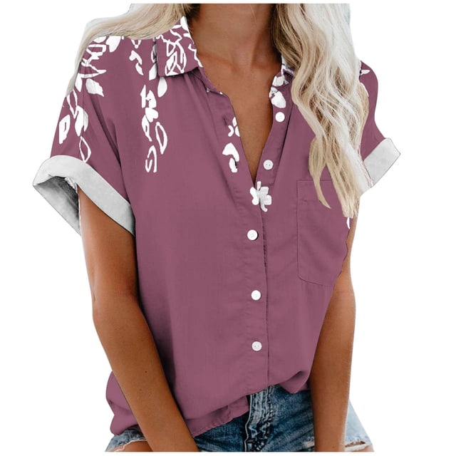 Blouses pour Femmes Blouse Décontractée Imprimée à Manches Courtes