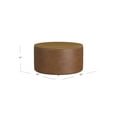 thumbnail image 4 of HomePop Large Modern Round Storage Ottoman with Wood Lift-Top Lid, Brown Faux Leather/Honey Oak, 4 of 9