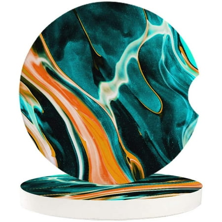 

FMSHPON Marble Texture Fluid Oil Painting Green Set of 6 Car Coaster for Drinks Absorbent Ceramic Stone Coasters Cup Mat with Cork Base for Home Kitchen Room Coffee Table Bar Decor