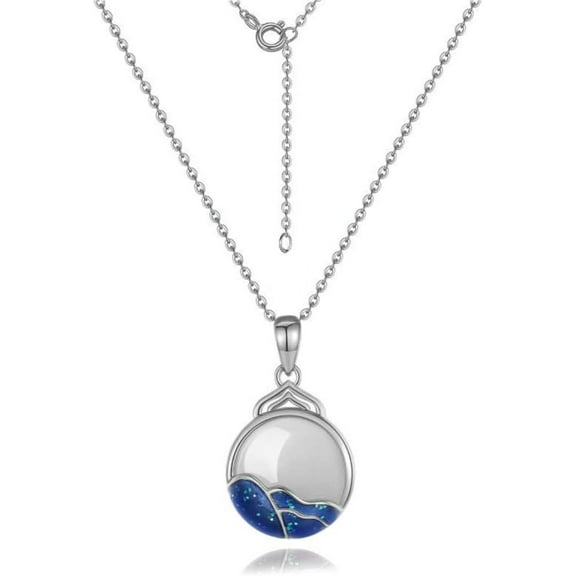 14K Gold Jade Pendant Necklace, Sea and Moon Jade Necklace - Perfect Birthday and Mother's Day Gift for Mother, Wife and Girlfriend