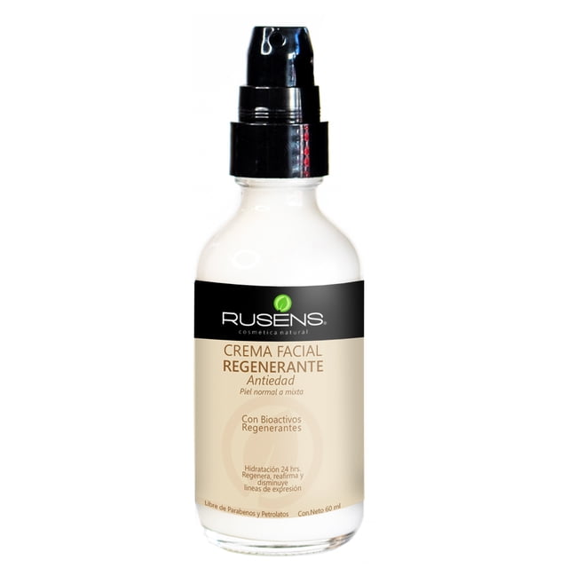 Crema Facial Regenerante (Antiedad) RUSENS 100% Natural, 25+ años, Ideal para piel normal a mixta