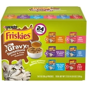 Purina Friskies Gravy Sensations Wet Cat Food Variety Pack, 3 oz Pouches (24 Pack)