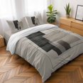thumbnail image 5 of Abstract Art 4 Piece Bedding Set, Black Brown Geometric Striped Color Block Modern California King Size Duvet Cover Set with Zipper Closure & Corner Ties Soft Breathable Comforter Cover for Bedroom, 5 of 9