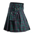 thumbnail image 4 of Isvgxsz Trousers for Men Clearance Men Casual Fashion Have Pockets Plaid High-Waisted Skirt Pleated Skirt Short Skirt Fall Savings Green, 4 of 9