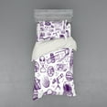 thumbnail image 2 of Ambesonne White Bedding Set 4 Pcs, Sketch Alien Planet Art, Queen, Purple White, 2 of 3