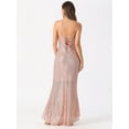 thumbnail image 4 of DARING DIVA Women's V Neck Spaghetti Straps Maxi Dresses S Rose Gold, 4 of 6