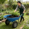 thumbnail image 2 of S-HOME Two Wheeled Garden Trolley With 15 Inch Pneumatic Wheels Polyethylene Tray 5 Cubic Feet Load Capacity, Blue, 2 of 16