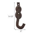 thumbnail image 3 of Parisloft Antique Brown Set of 3 Cast Iron Rope Wall Hooks, 3 of 3