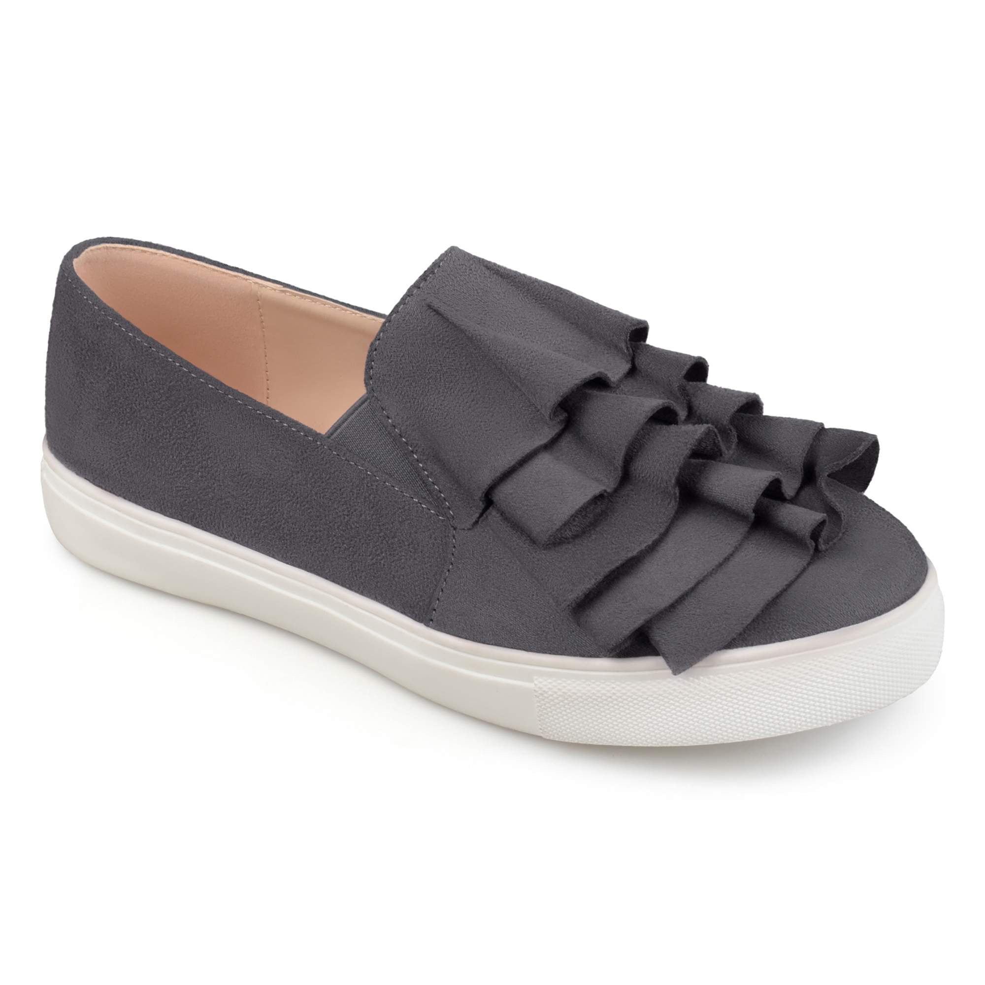 Brinley Co. - Women's Faux Suede Slip-on Ruffle Sneakers - Walmart.com - Walmart.com