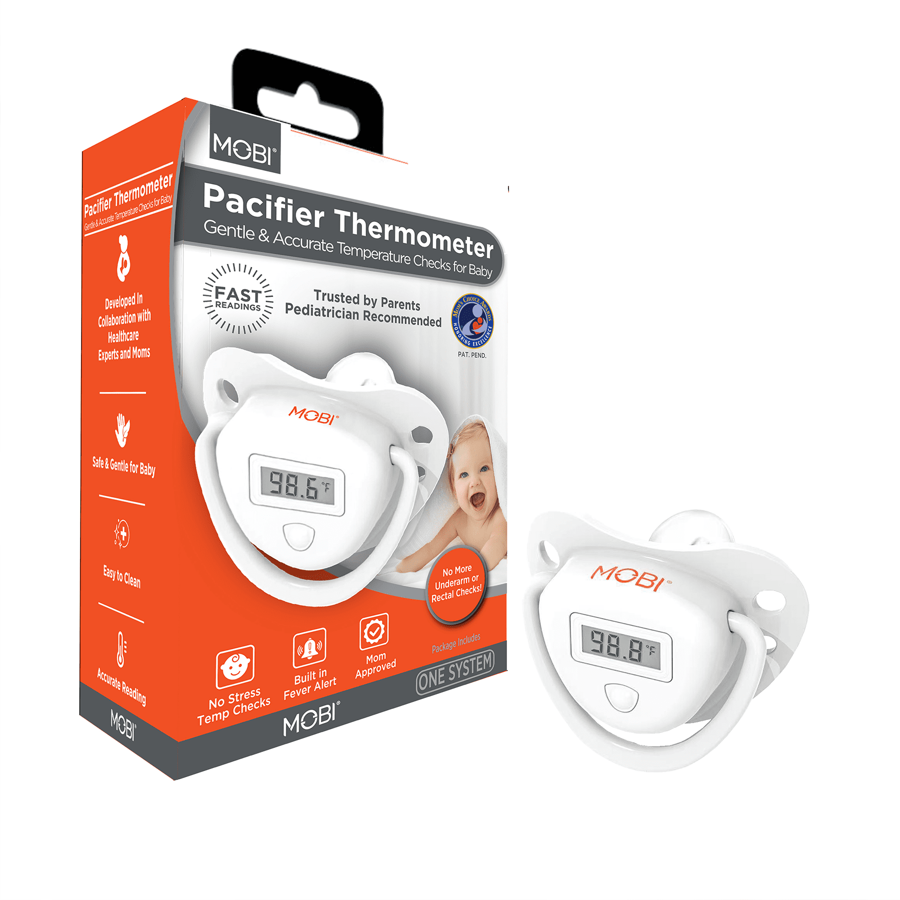 MOBI Digital Pacifier Oral Thermometer for Infants - Accurate Baby Fever Thermometer,