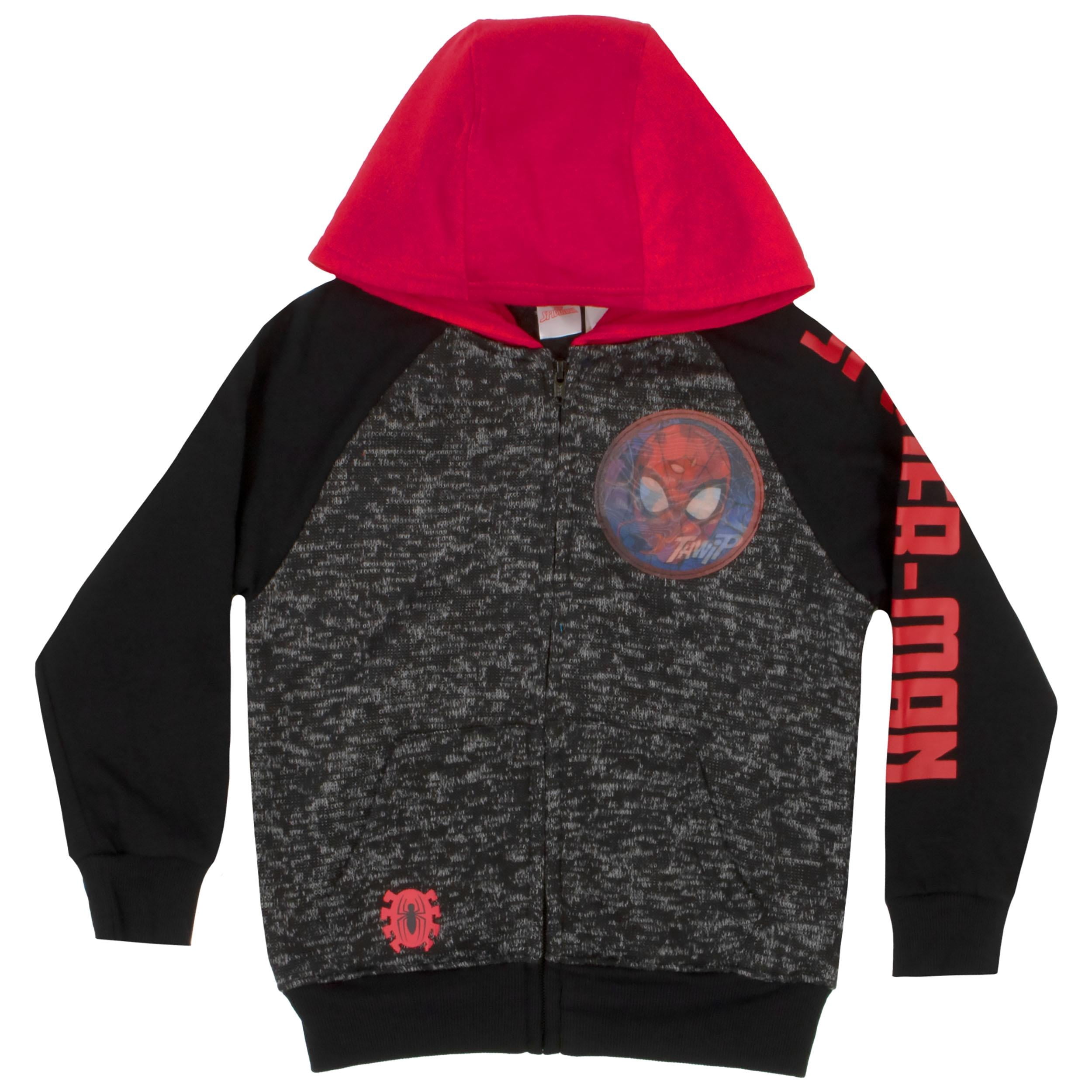 Marvel Spiderman Boys 3 Piece Fleece Pants Set, Spider-Man Zip-Up Hoodie, T-Shirt, and Pants 3-Pack Bundle Set (Size 4-16)