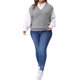 thumbnail image 2 of Suéter sin mangas de punto acanalado para mujer de tallas grandes Agnes Orinda, suéter casual de pullover gris 3X, 2 of 6