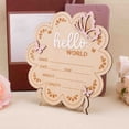 thumbnail image 2 of Wooden Baby Announcement Sign, Ngxiha Hello World Wooden Baby Birth Announcement Sign with Pink Bow, Baby Name Plaque Board Newborn Welcome Signs, 2 of 6