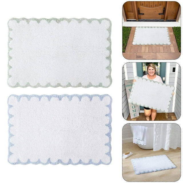 Scallop Shaped Bathroom Carpet Soft Non Floor Mat for Comfortable Home