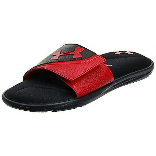 Under Armour Men s Ignite Vi Sl Slide Sandal Black 001 Red 8 Walmart