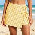 thumbnail image 6 of RQYYD Women's Gingham Wrap Skort Tie Waist Casual Summer Lightweight Breathable Trousers with Hidden Shorts, 6 of 7