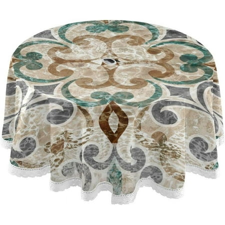 

Hidove Moroccan Outdoor Round Tablecloth Waterproof Stain-Resistant Non-Slip Circular Tablecloth 60 Inch with Umbrella Hole and Zipper for Tabletop Backyard Party BBQ Decor