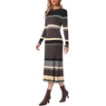 thumbnail image 4 of INSPIRE CHIC Ribbed Sweater Dress for Women's Long Sleeve Pullover Turtleneck Casual Knit Striped Bodycon Midi Dress XS Coffee, 4 of 6