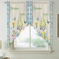 thumbnail image 2 of Easter Swag Curtains for Kitchen/Bedroom/Living Room, Gnomes Colorful Eggs Butterfly Flowers Blue Check Scalloped Curtains 63 Inch Long, Window Swag Topper Curtains Valances 2 Panels Set 36"x63", 2 of 8