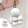 thumbnail image 5 of Llavero de Coche Nuevo Hecho a Mano Suave Conejo Pompom Encantos Conejo Llavero de Coche Colgante Eterna Flor Bola Linda Llavero, 5 of 5