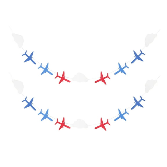 YUYUETIME 2Sets Vintage Airplane Bunting Banner Cloth Assorted Color Wedding Party Decorations