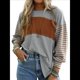 thumbnail image 2 of Blusas de Larga de Gran Tamaño, Moda 2025, Cuello Redondo, Informal, con Bloques de Color, para Mujer. Gris M, 2 of 7