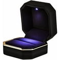 thumbnail image 5 of Ring Box, Jewelry Gift Boxes, Square Velvet Interior Elegant Style Design Ring Box with LED Light for Jewelry Display Wedding Engagement, Blue, 7.5cm * 7.5cm * 5cm, 5 of 7