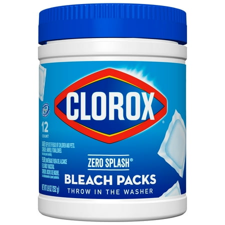 Clorox Zero Splash Bleach Packs, Regular Scent, 8.9 oz, 12 Count