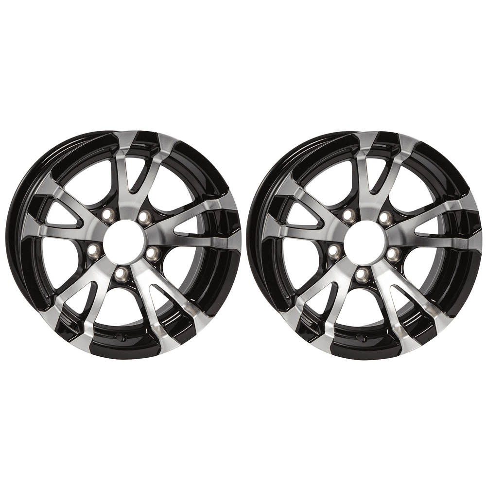 Two Aluminum Trailer Rims Wheels 5 Lug 14 in. Avalanche VSpoke / Black