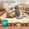 thumbnail image 4 of ODIKA 9'x12' Washable Area Rug Red Vintage Hallways Crimson Design Ornamental Floral Medallion with Vine Scrolls for Great Room, Indoor Concept, Large Living Low Pile, Flatwoven, 4 of 7