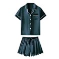 thumbnail image 6 of Cqxid525 Women's Pajama Sleep Sets Silk Pajama Set for Women Shorts and Top Summer Sets Satin Button Up Pajamas Comfy 2 Sleepwear Sets Blue 1PC, 6 of 6