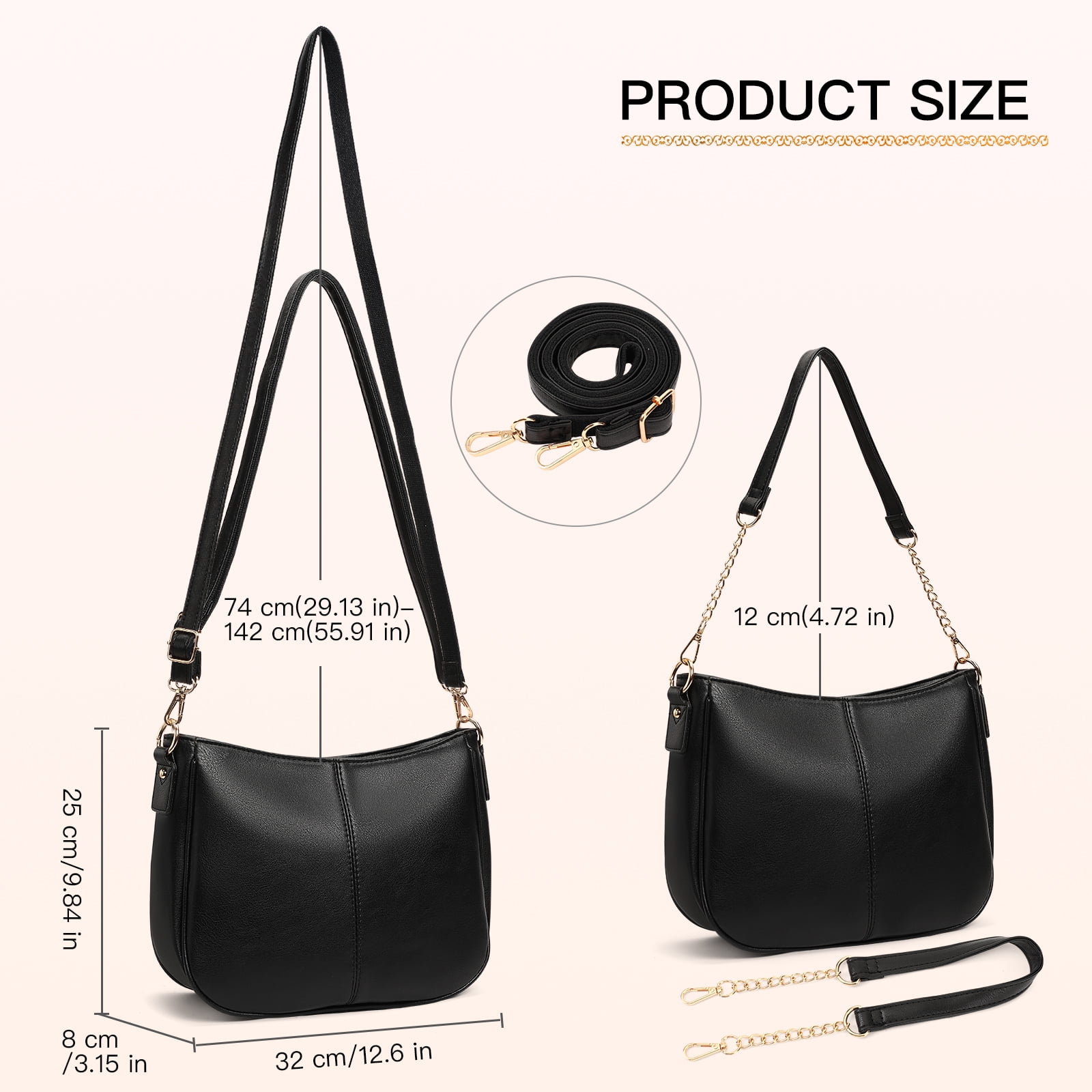 SENDEFN Small Shoulder Handbags for Women Waterproof Purse Soft Leather Crossbody Bags with Removable Shoulder Straps