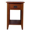 thumbnail image 2 of Wooden Chairside Table With Antique Drawer Handle, Dark Brown, 2 of 5